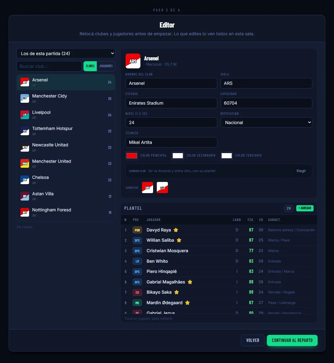 Cambien lo que quieran — El editor de equipos y jugadores